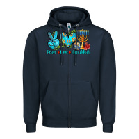 Navy peace love hanukkah Zipper Hoodie - AdoDesignShop