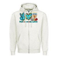 Oatmeal Heather peace love hanukkah Zipper Hoodie - AdoDesignShop