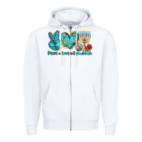 White peace love hanukkah Zipper Hoodie - AdoDesignShop