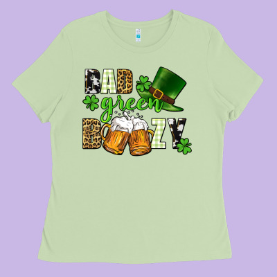 Bad Green Boozy St. Patrick's Day Ladies Tee Designed By Cowgirlartshop