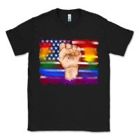 Black lgbtq flag and american flag with hand Classic Tee - Artiststas