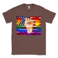 Chestnut lgbtq flag and american flag with hand Classic Tee - Artiststas