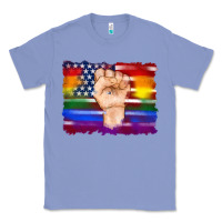 Colony Blue lgbtq flag and american flag with hand Classic Tee - Artiststas