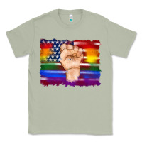 Matcha lgbtq flag and american flag with hand Classic Tee - Artiststas