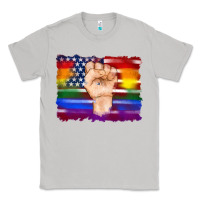 Moon Dust lgbtq flag and american flag with hand Classic Tee - Artiststas