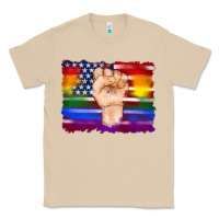 Mushroom lgbtq flag and american flag with hand Classic Tee - Artiststas