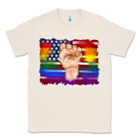Natural lgbtq flag and american flag with hand Classic Tee - Artiststas