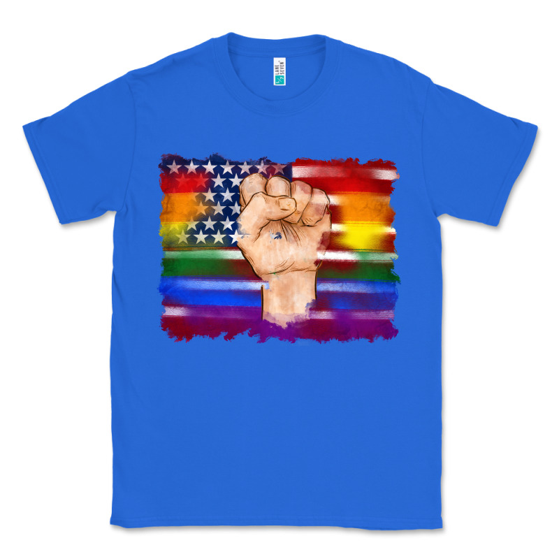 Lgbtq Flag And American Flag With Hand Classic Tee by Artiststas | Teevron