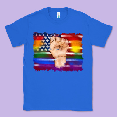 Lgbtq Flag And American Flag With Hand Classic Tee Designed By Artiststas