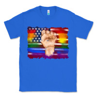 True Royal lgbtq flag and american flag with hand Classic Tee - Artiststas