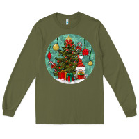 Army Green christmas tree and gnome Long Sleeve Tee - BundleAndBundleShop