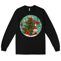 Black christmas tree and gnome Long Sleeve Tee - BundleAndBundleShop