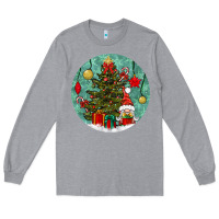 Heather Grey christmas tree and gnome Long Sleeve Tee - BundleAndBundleShop