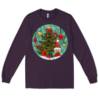 Plum christmas tree and gnome Long Sleeve Tee - BundleAndBundleShop