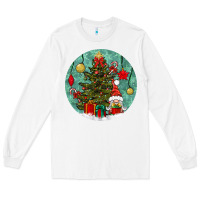 White christmas tree and gnome Long Sleeve Tee - BundleAndBundleShop