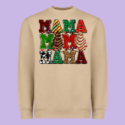 Mama Mama Mama With Christmas Lights And Christmas Tree Cakes Heavyweight Sweatshirt Designed By Adodesignshop