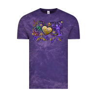 Cloud Purple Peace love crawfish Mardi Gras skeleton hand Vintage Tee - FaDigitalArtStudio