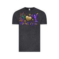 Vintage Black Peace love crawfish Mardi Gras skeleton hand Vintage Tee - FaDigitalArtStudio