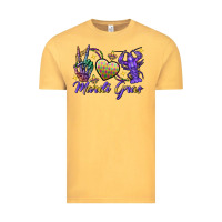 Vintage Mustard Peace love crawfish Mardi Gras skeleton hand Vintage Tee - FaDigitalArtStudio