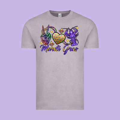 Peace Love Crawfish Mardi Gras Skeleton Hand Vintage Tee Designed By Fadigitalartstudio