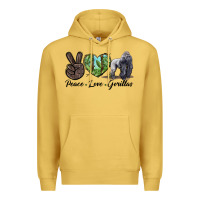 Antique Gold Peace Love Gorillas Premium Hoodie - LillyAllenDesigns