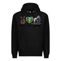 Black Peace Love Gorillas Premium Hoodie - LillyAllenDesigns