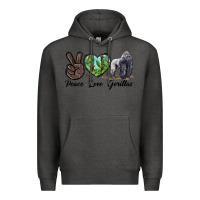 Charcoal Heather Peace Love Gorillas Premium Hoodie - LillyAllenDesigns