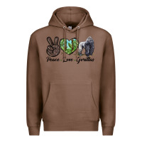 Chestnut Peace Love Gorillas Premium Hoodie - LillyAllenDesigns