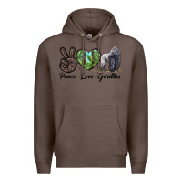Coffee Peace Love Gorillas Premium Hoodie - LillyAllenDesigns