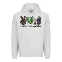 Dove Grey Peace Love Gorillas Premium Hoodie - LillyAllenDesigns
