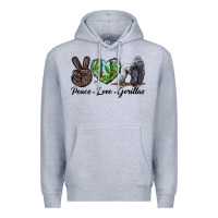 Heather Grey Peace Love Gorillas Premium Hoodie - LillyAllenDesigns