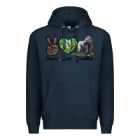 Navy Peace Love Gorillas Premium Hoodie - LillyAllenDesigns