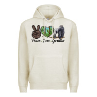 Oatmeal Heather Peace Love Gorillas Premium Hoodie - LillyAllenDesigns