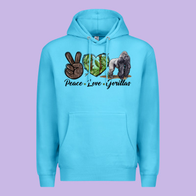 Peace Love Gorillas Premium Hoodie Designed By Lillyallendesigns