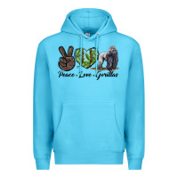Ocean Blue Peace Love Gorillas Premium Hoodie - LillyAllenDesigns