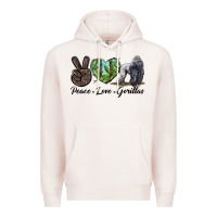Pale Pink Peace Love Gorillas Premium Hoodie - LillyAllenDesigns