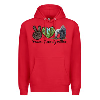 Red Peace Love Gorillas Premium Hoodie - LillyAllenDesigns