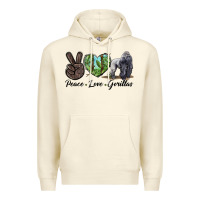 Sandshell Peace Love Gorillas Premium Hoodie - LillyAllenDesigns