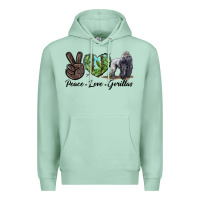 Seafoam Peace Love Gorillas Premium Hoodie - LillyAllenDesigns