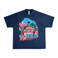 Navy Barn in the USA Urban Heavy Tee - FaDigitalArtStudio