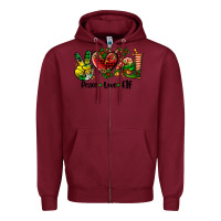 Burgundy peace love  elf Zipper Hoodie - AdoDesignShop