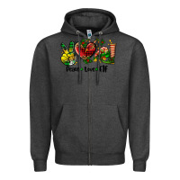 Charcoal Heather peace love  elf Zipper Hoodie - AdoDesignShop