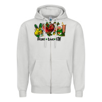 Dove Grey peace love  elf Zipper Hoodie - AdoDesignShop