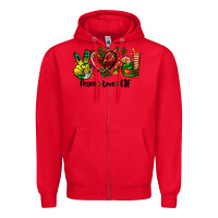 Red peace love  elf Zipper Hoodie - AdoDesignShop