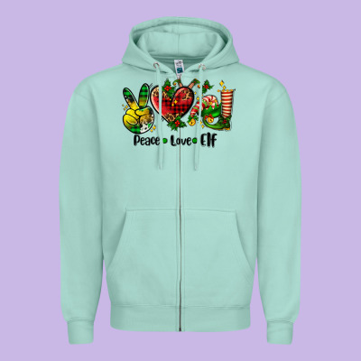 Peace Love  Elf Zipper Hoodie Designed By Adodesignshop