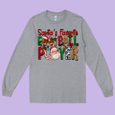Santa's Favorite Football Player For Christmas Long Sleeve Tee Designed By Fadigitalartstudio