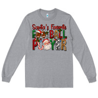 Heather Grey Santa's Favorite Football Player For Christmas Long Sleeve Tee - FaDigitalArtStudio