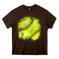 Chocolate Brown Softball background Heavy Core Tee - HowdyJamesFarm