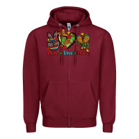 Burgundy peace love fiesta ado Zipper Hoodie - AdoDesignShop