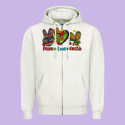 Peace Love Fiesta Ado Zipper Hoodie Designed By Adodesignshop
